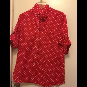 Pink polka dot tailored shirt